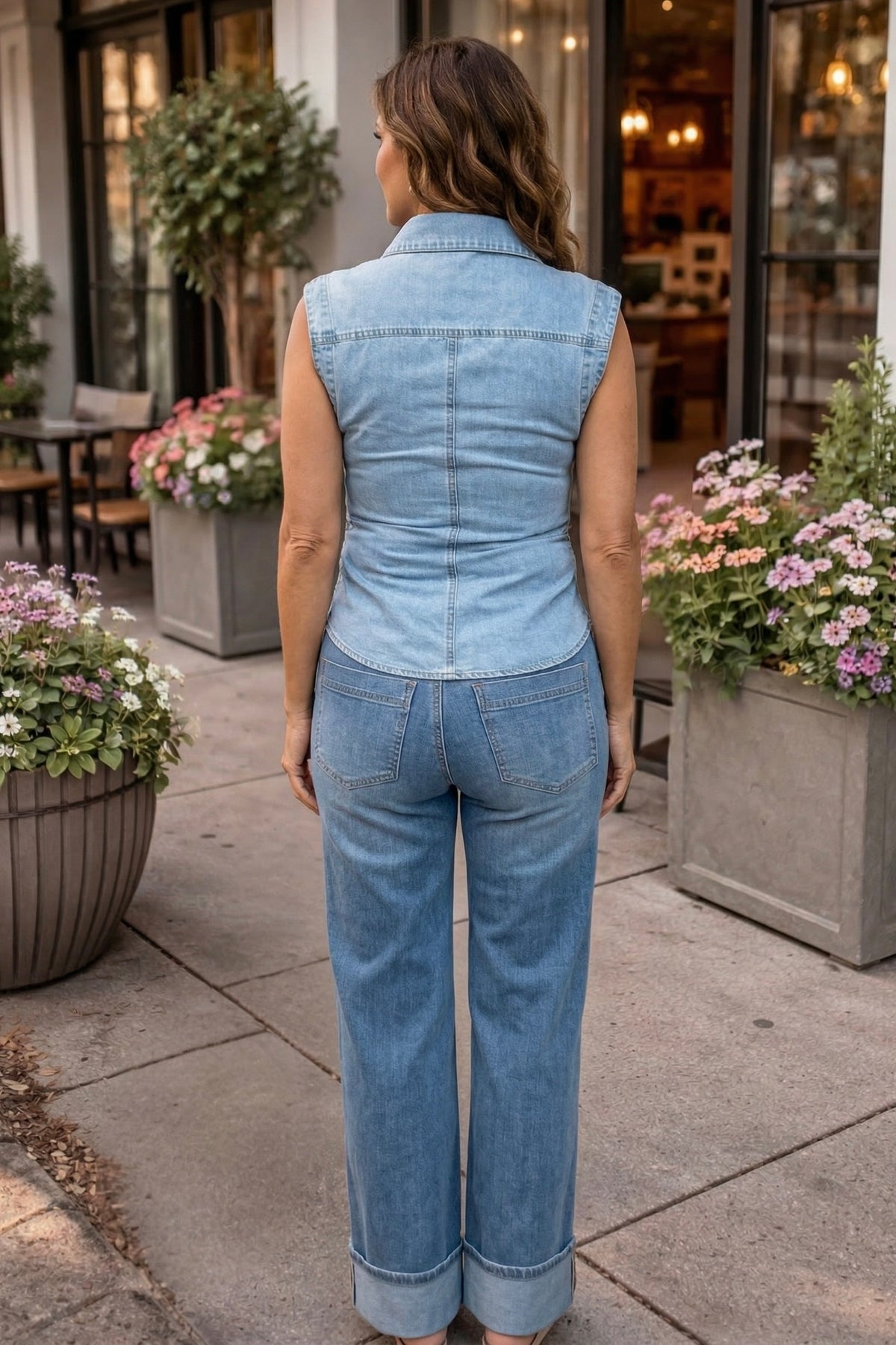 Giovanna Ruched Denim Top : Light Denim