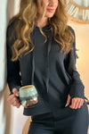 Indie Ribbed Hoodie: Black