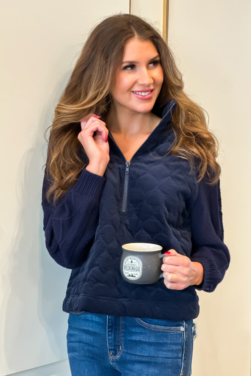 Mountain Air Sweater Sleeve Pullover : Navy