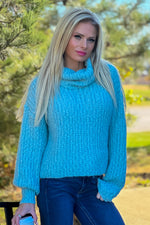 Noren Turtle Neck Cropped Sweater : Seafoam