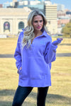 Lula Fleece Embroidered Exit 313 Snap : Lavender