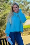 Noren Turtle Neck Cropped Sweater : Seafoam