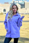 Lula Fleece Embroidered Exit 313 Snap : Lavender