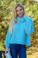 Noren Turtle Neck Cropped Sweater : Seafoam