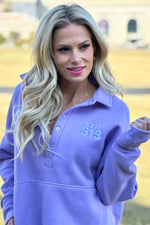 Lula Fleece Embroidered Exit 313 Snap : Lavender