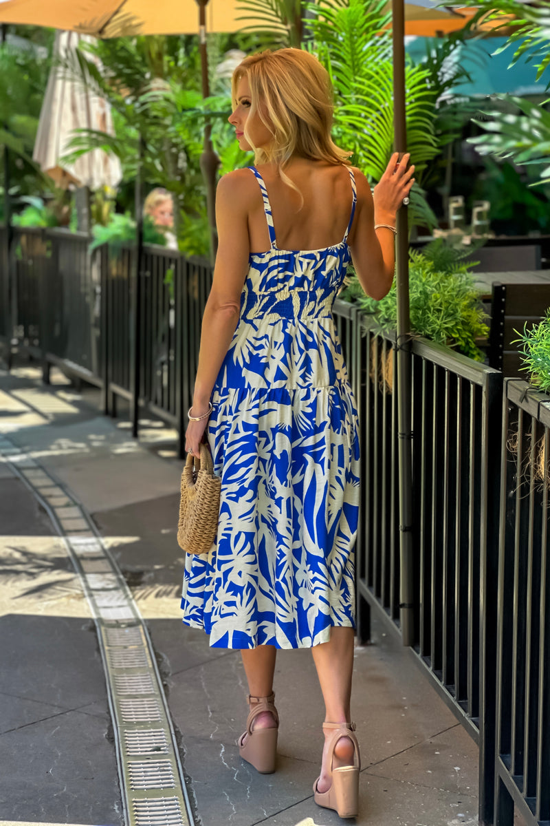 Yamuna Printed Maxi Dress : Blue Cream