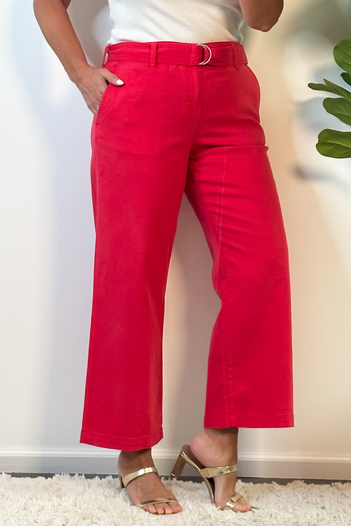 Liverpool Serena Hi Rise Crop Wide Leg Pant : Geranium