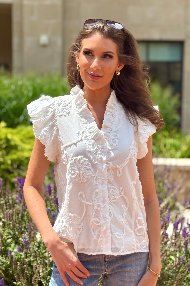 Amyra Puff Sleeve Blouse : White