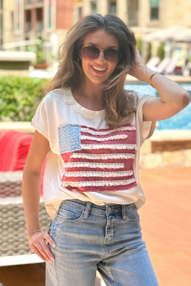 Alma US Flag Top : Cream