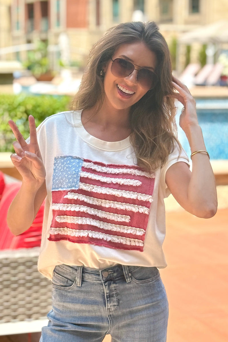 Alma US Flag Top : Cream