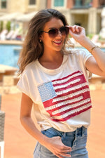 Alma US Flag Top : Cream
