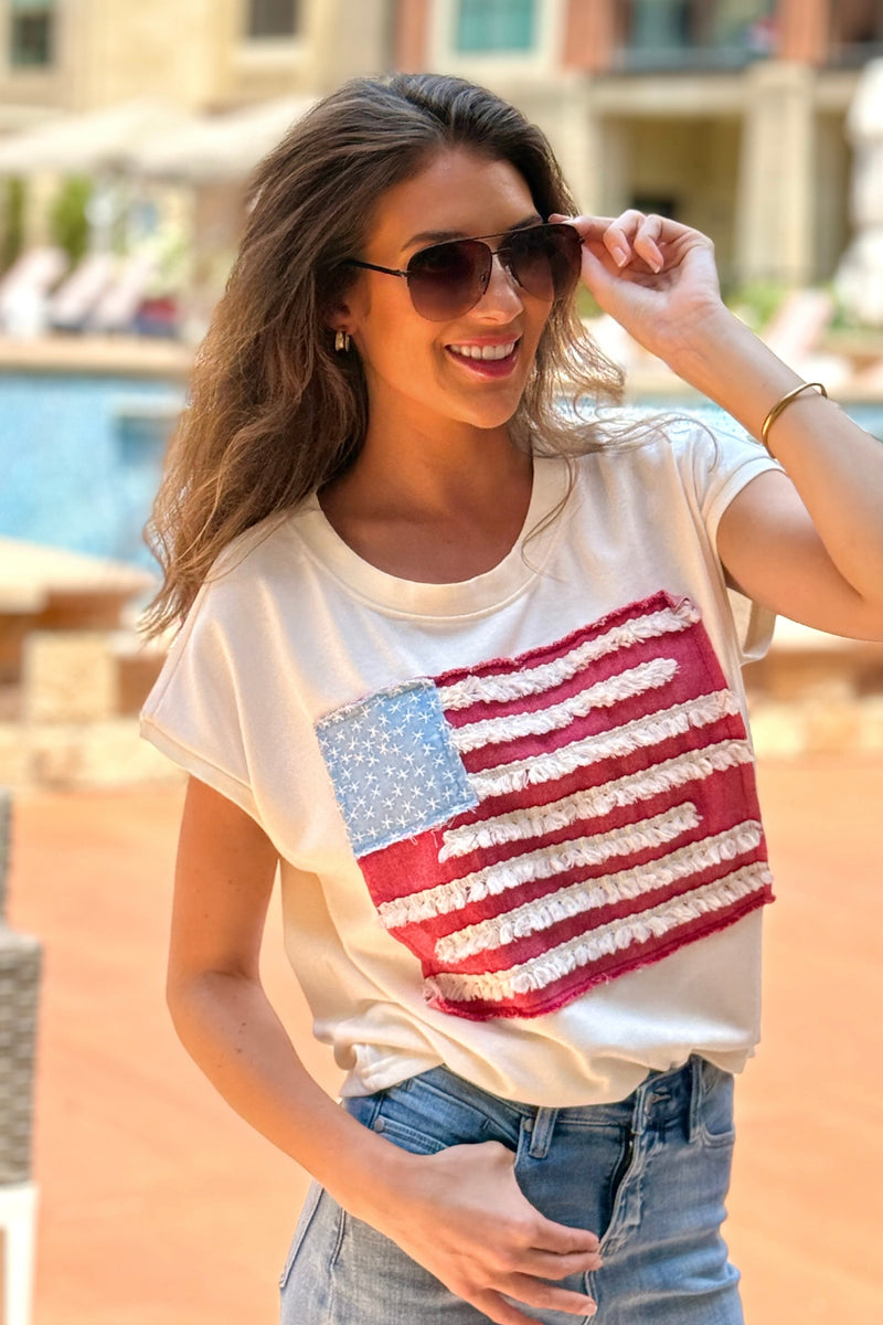 Alma US Flag Top : Cream