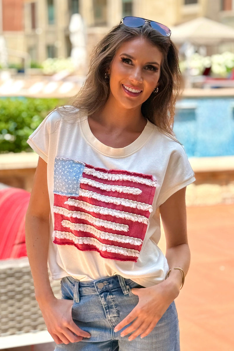 Alma US Flag Top : Cream