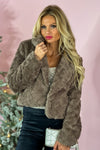 So In Love Textured Faux Fur Jacket : Toffee