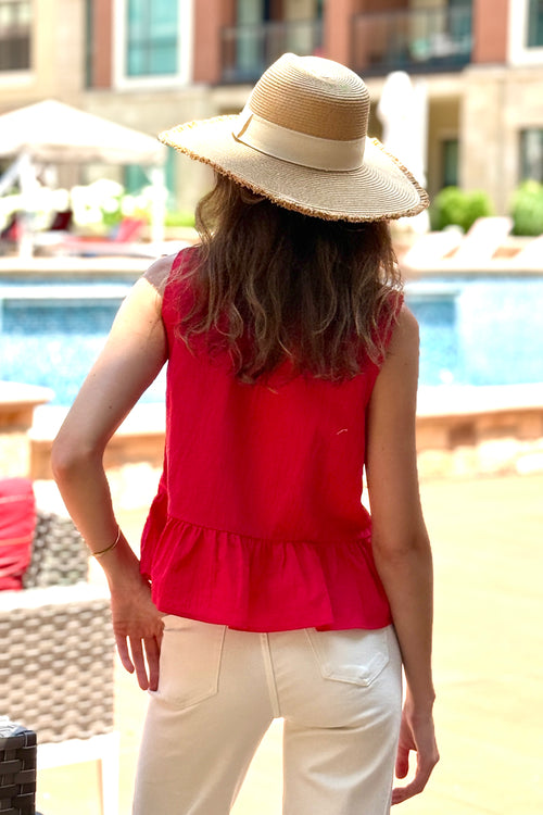 Shay Bow Detail Sleeveless Top : Red