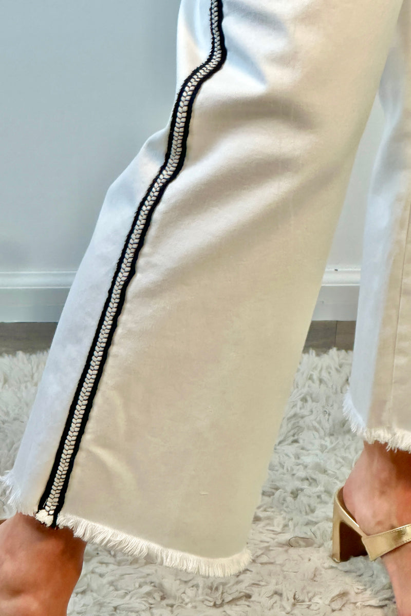 Liverpool Lilia High Rise Crop Wide Hem : White