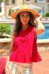 Shay Bow Detail Sleeveless Top : Red