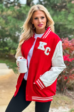 KC Varsity Letterman's Jacket : Red/White/Gold