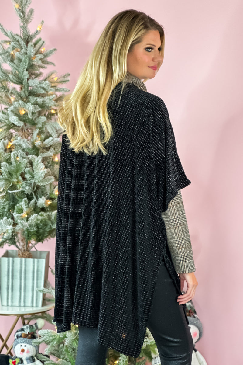 Endlessly Yours Waffle Knit Lurex Velvet Kimono : Black