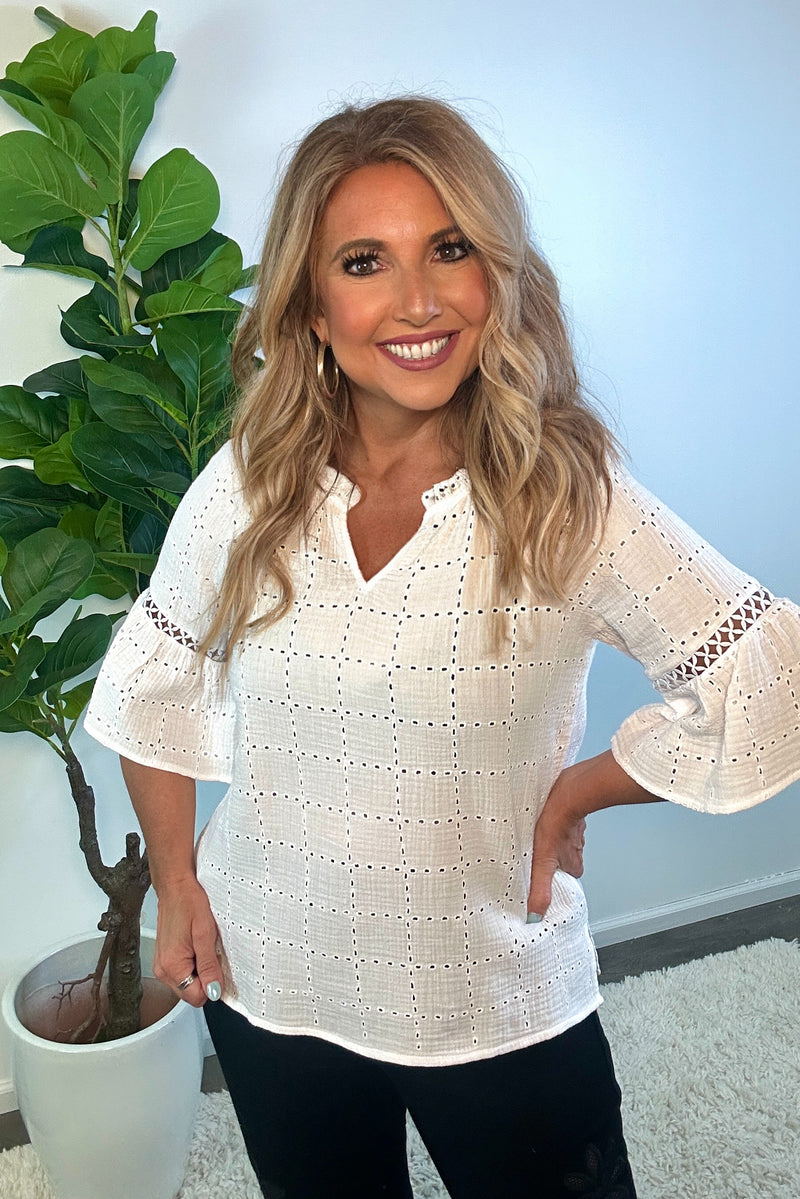 Tribal Yvette Raglan Sleeve Blouse : White