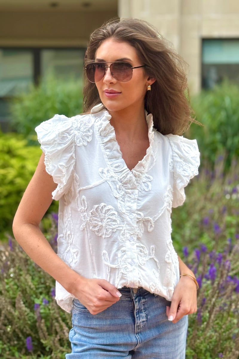 Amyra Puff Sleeve Blouse : White