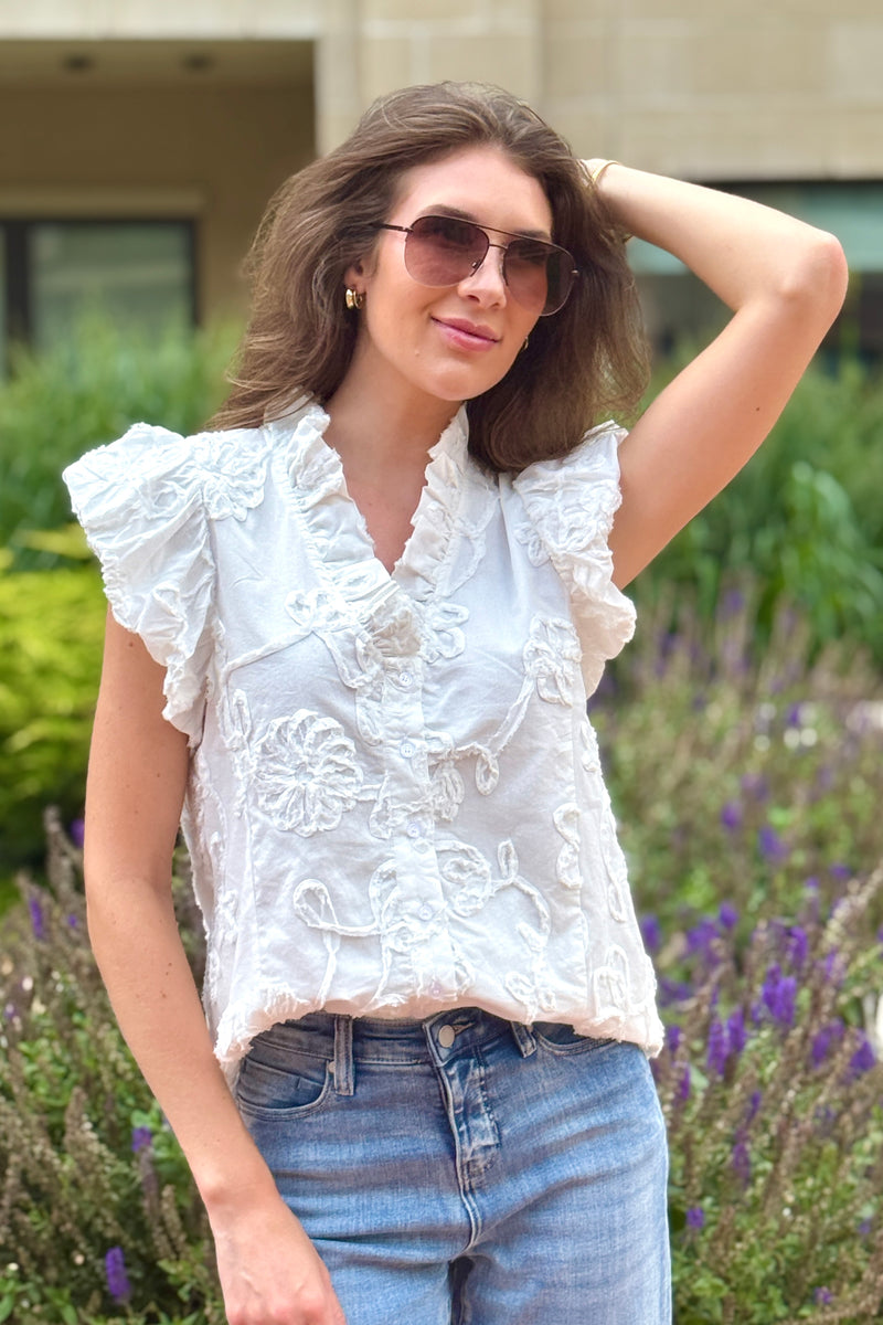 Amyra Puff Sleeve Blouse : White