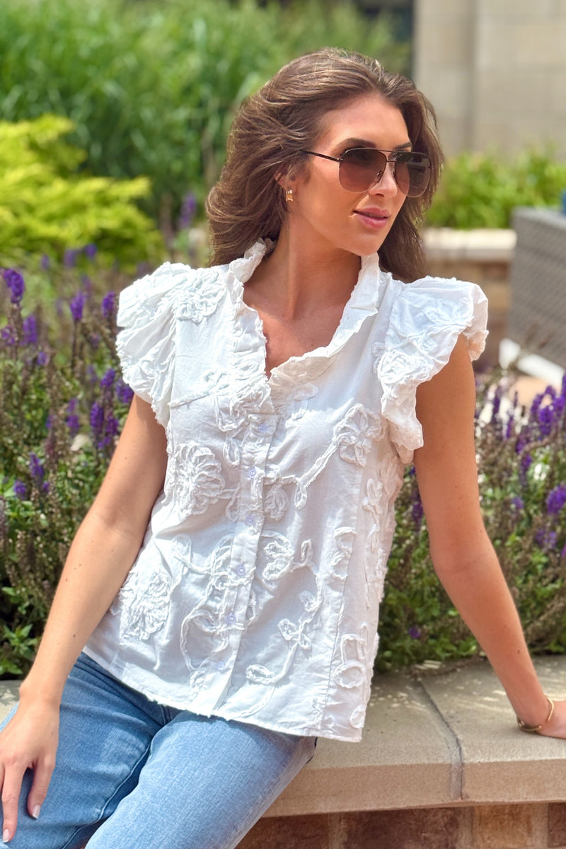 Amyra Puff Sleeve Blouse : White