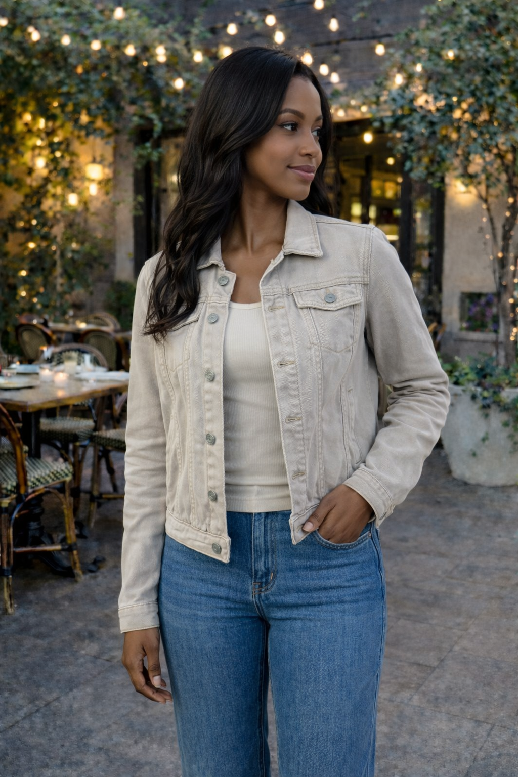 Khloe Washed Sweatshirt Feel Jacket : Light Stone