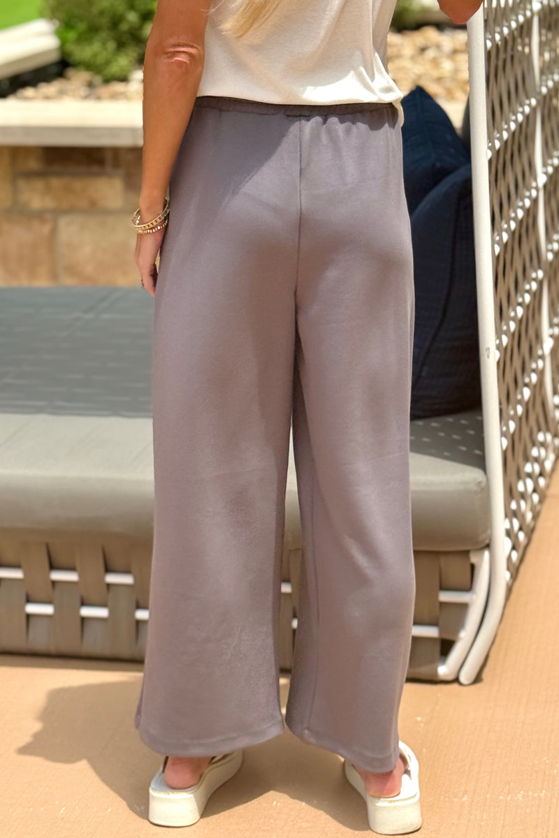 Patrice Drawstring Wide Leg Pant : Charcoal