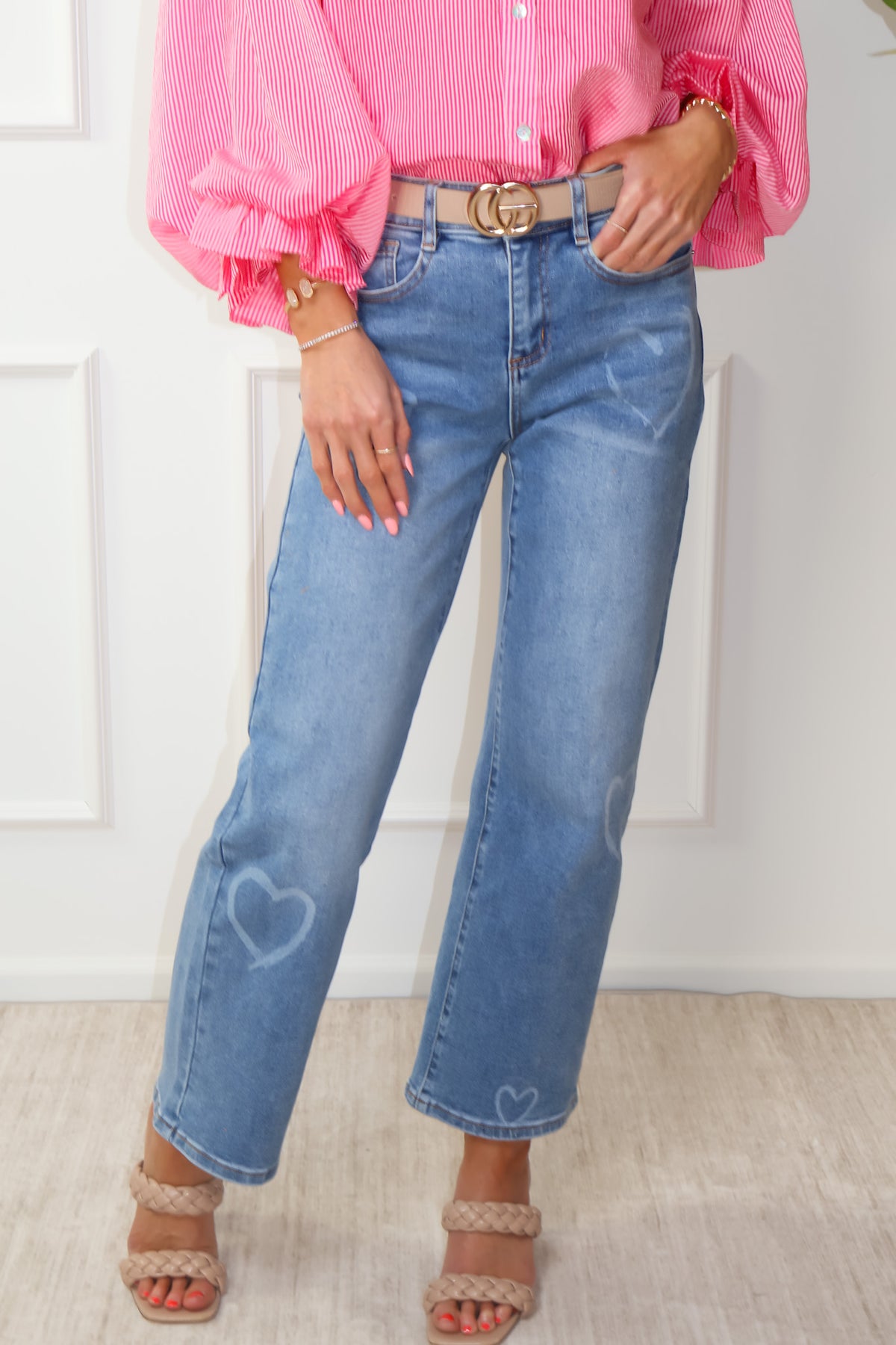 Tribal Sophia Curvy Heart Jeans