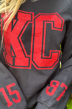 KC Glitter Block Letter 15/87 Sleeve Detail : Black/Red