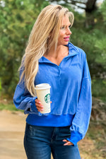 Willow Washed 1/4 Zip Pullover : Cerulean Blue