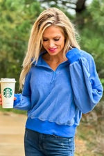 Willow Washed 1/4 Zip Pullover : Cerulean Blue