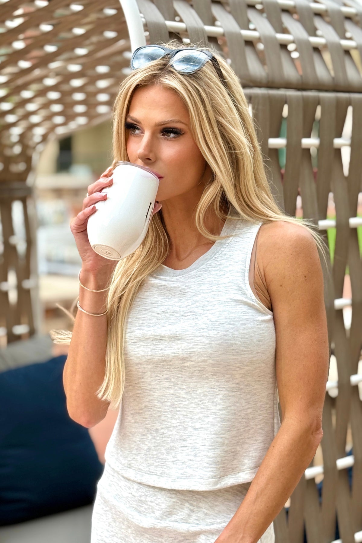 Bennie Soft Modal Sleeveless Top : Heather Grey