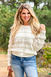 Instant Connection Chenille Contrast Striped Sweater : Cream