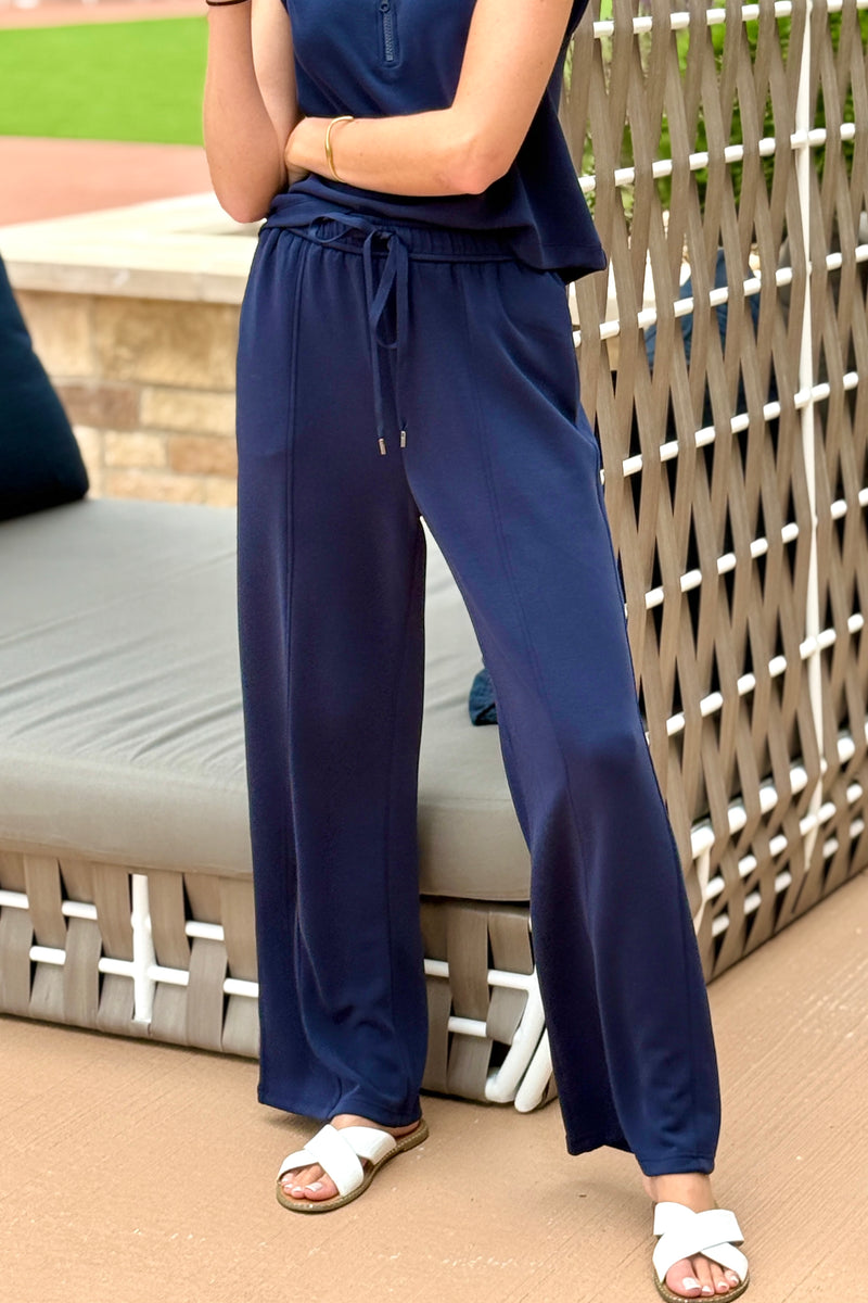 Allie Brushed Modal Pull On Pant : Navy