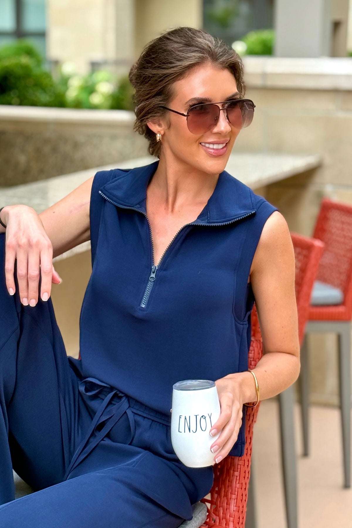 Jeana Brushed Modal Sleeveless Top : Navy