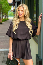 Kitura Washed Poly Silk Pleated Skort : Black