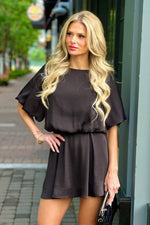 Kitura Washed Poly Silk Pleated Skort : Black