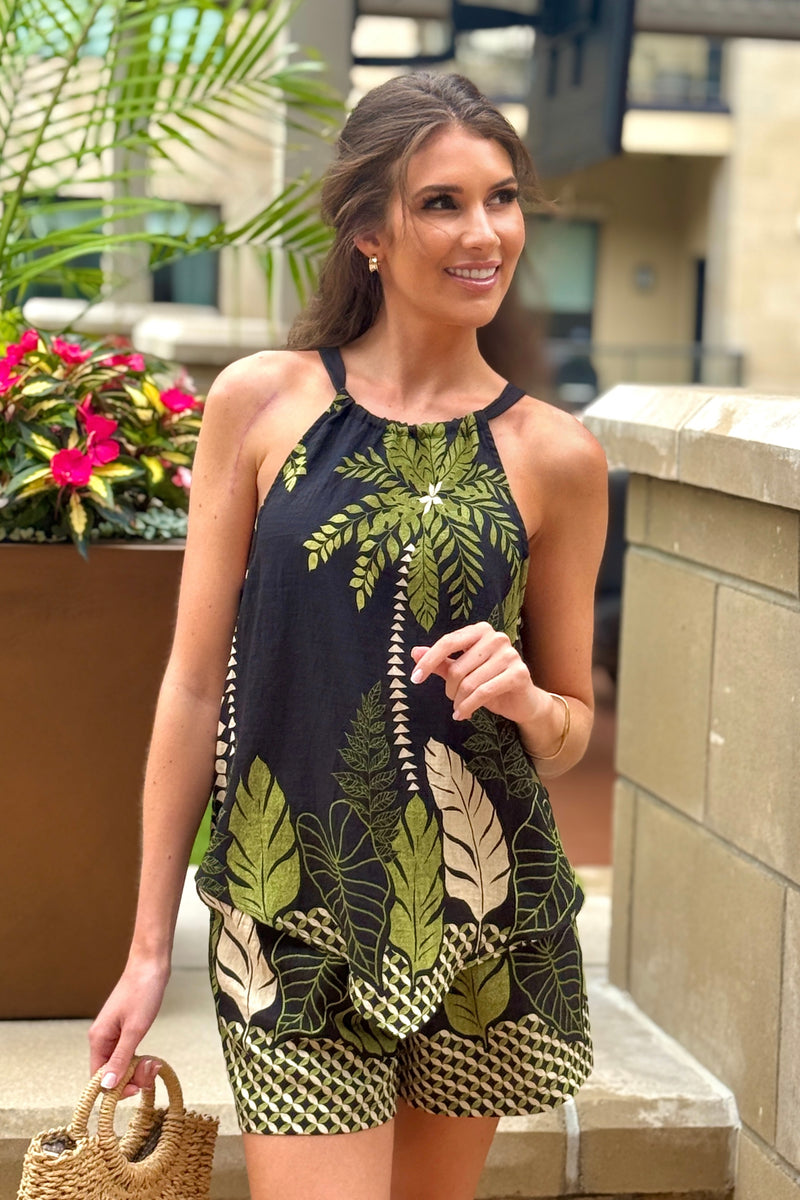Boca Raton Palm Tree Tank : Black/Olive