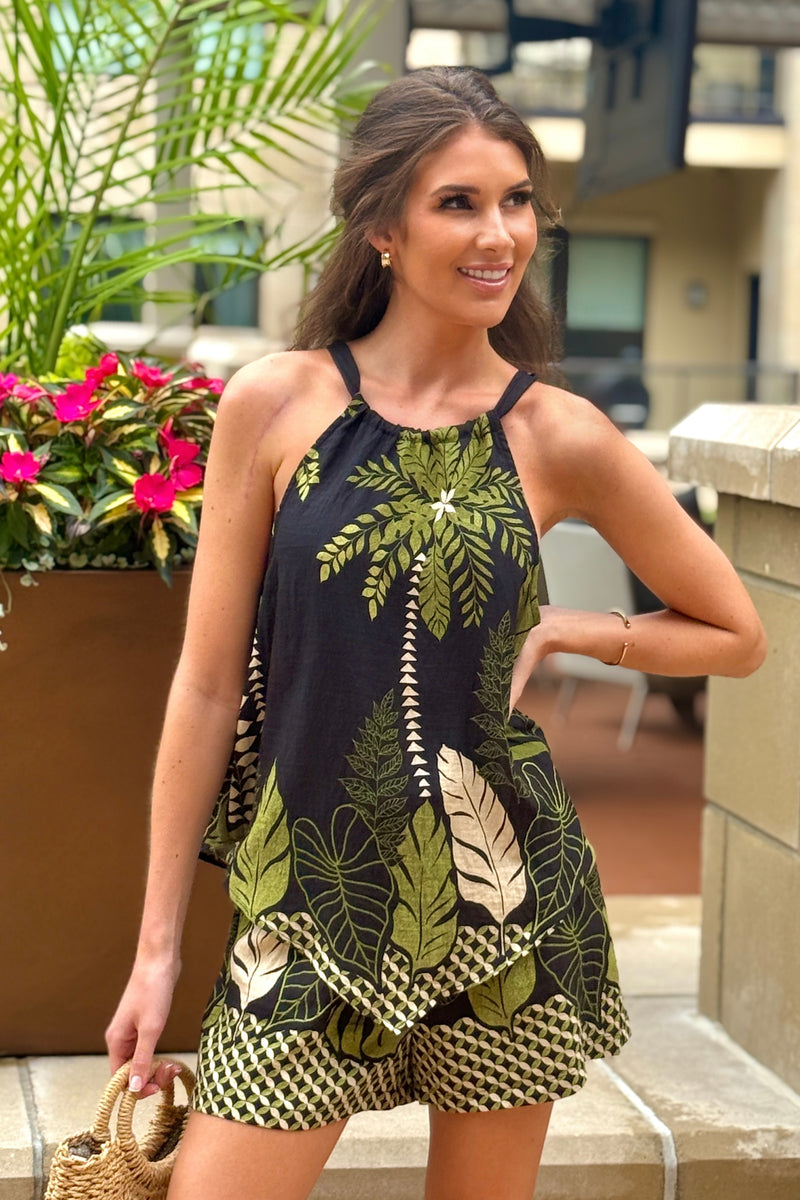 Boca Raton Palm Tree Tank : Black/Olive