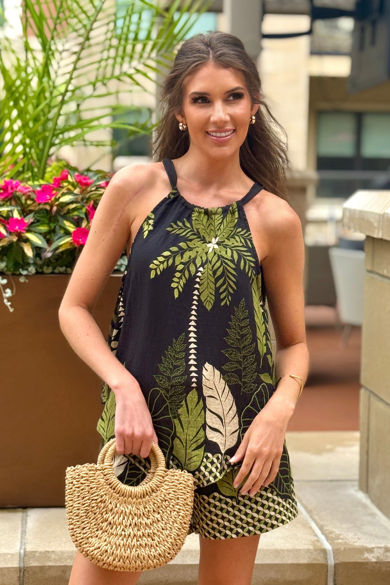 Boca Raton Palm Tree Tank : Black/Olive