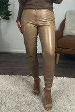 Velvet Heart Nile High Rise Faux Leather Ankle Pant : Tan