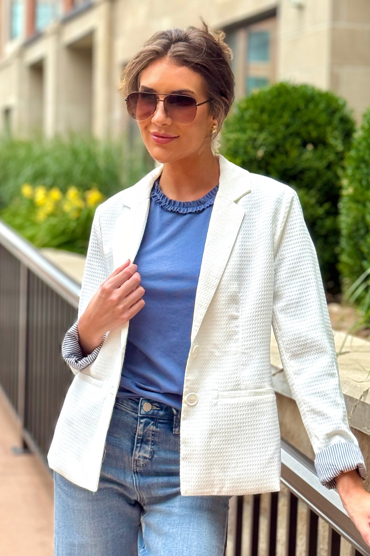 Lucinda Rolled Sleeve Jacket : Off White