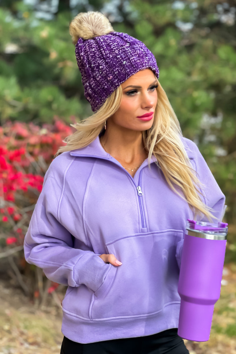 Layla Game Day Half Zip Fleece Pullover : Lavender