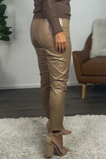 Velvet Heart Nile High Rise Faux Leather Ankle Pant : Tan