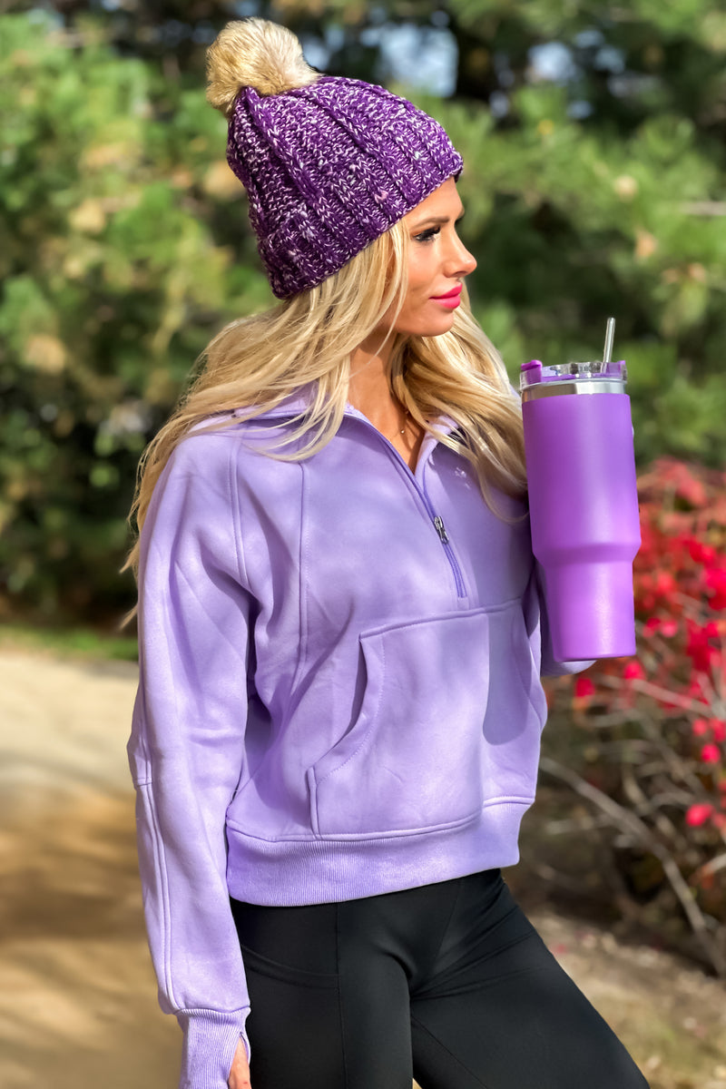 Layla Game Day Half Zip Fleece Pullover : Lavender