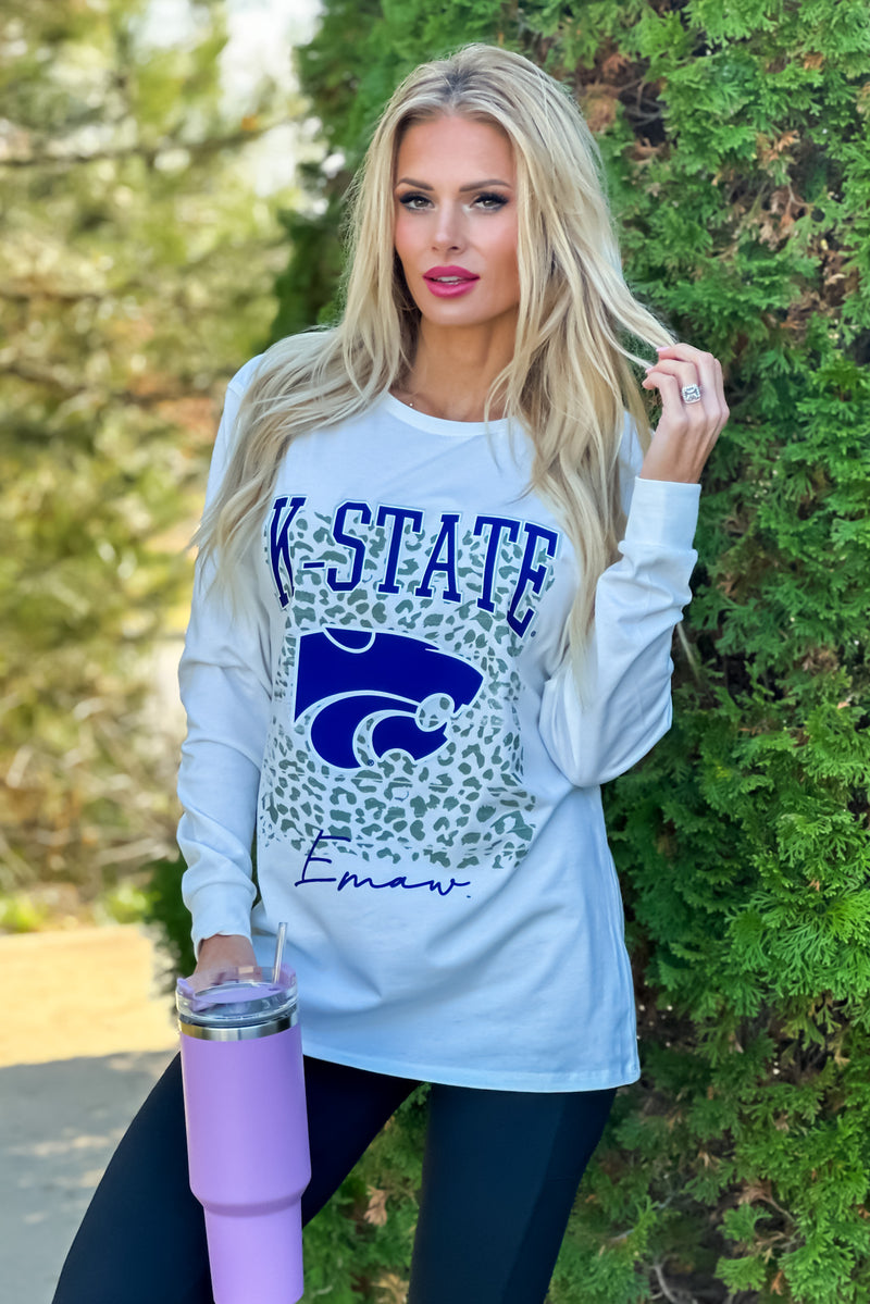 KSU Wildcats Wild Game Boyfriend Tee : White/Purple