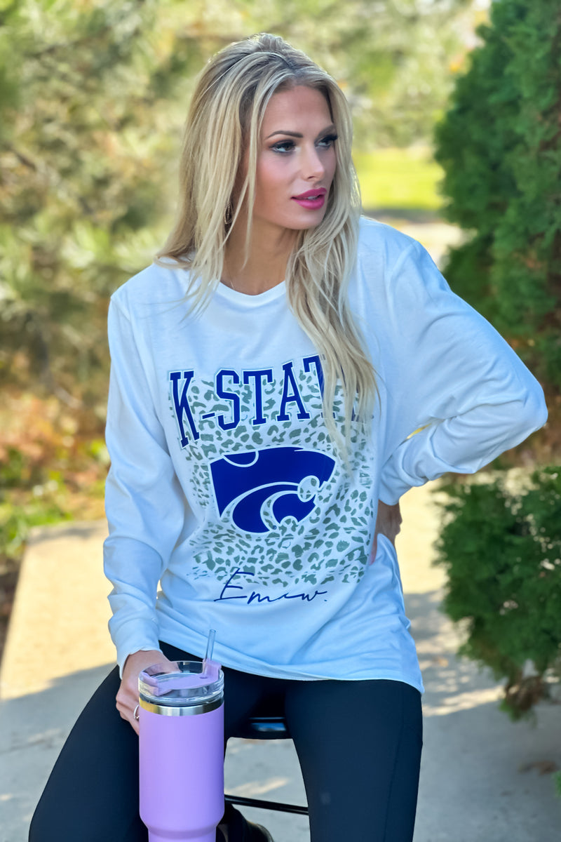 KSU Wildcats Wild Game Boyfriend Tee : White/Purple