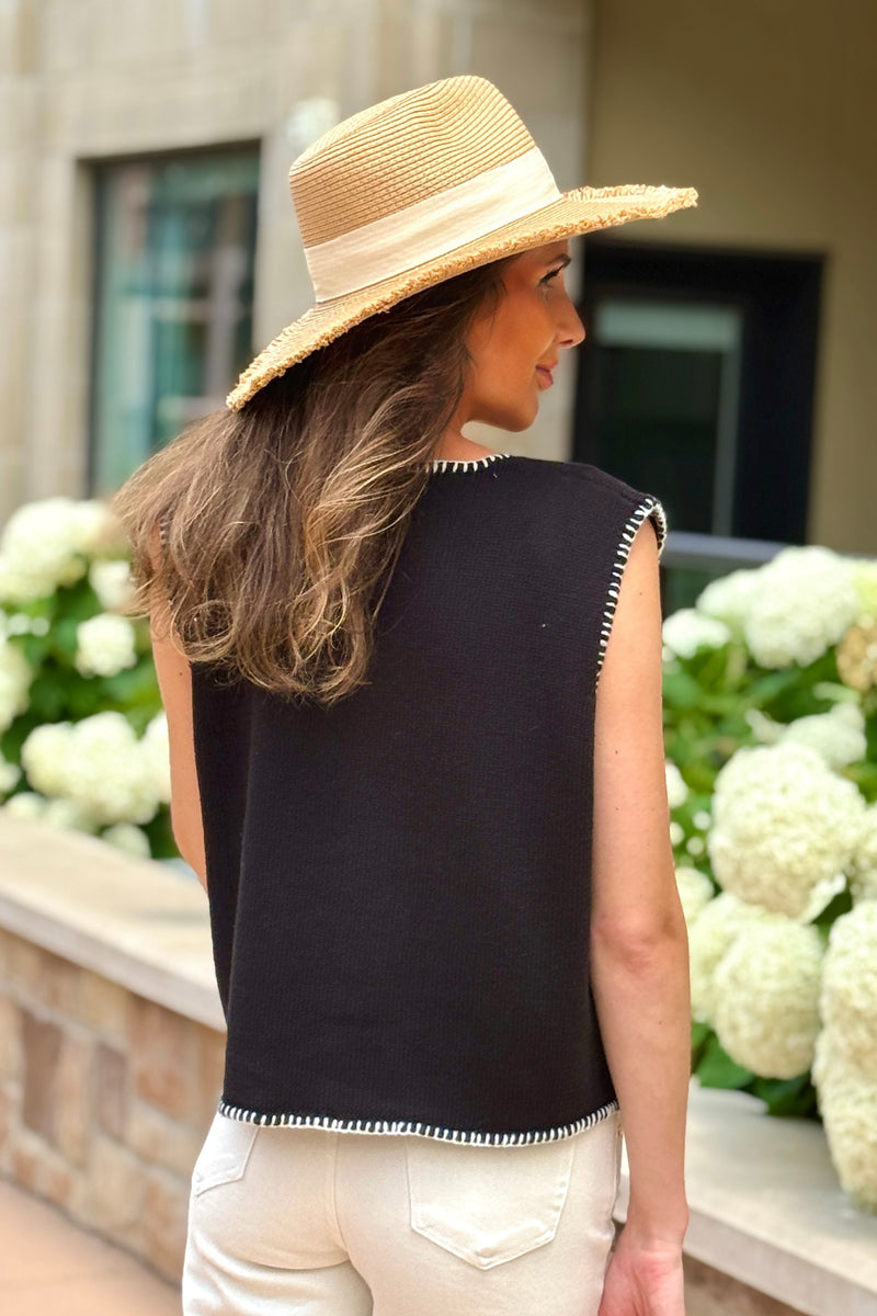 Marlowe Stitch Detail Vest : Black